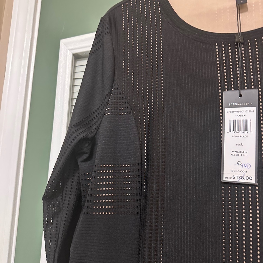 NWT BCBGMAXAZRIA Women's Malisa Stripe Mesh Dress - Picture 12 of 14